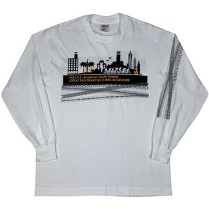 Vintage 90s San Francisco Bike Adventure Tee Mens L M White USA Single Stitch